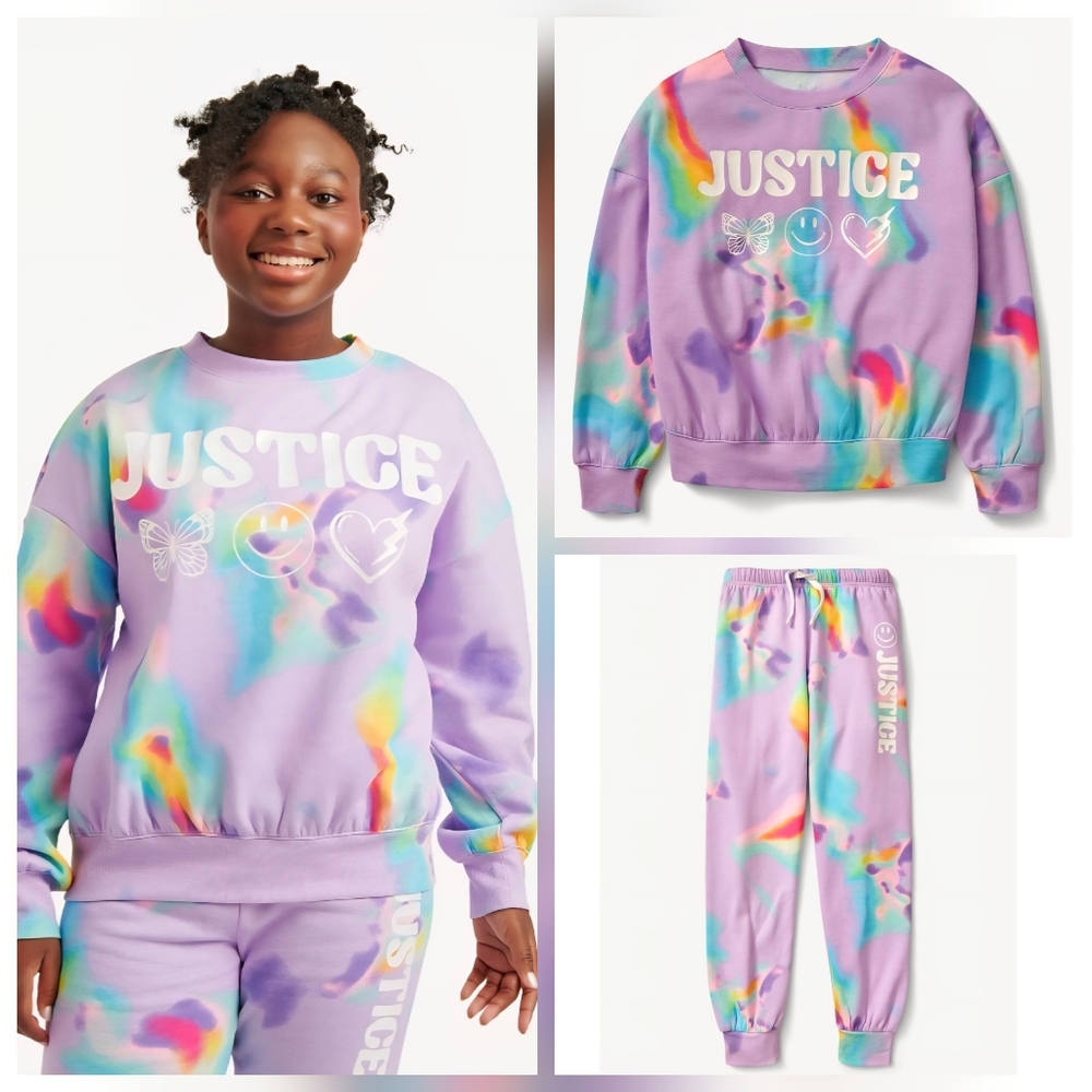Justice Girl's EDF Crew Neck Sweatshirt & Jogger 2 Piece Outfit - **NWT**